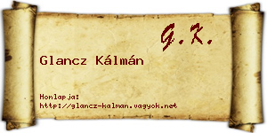 Glancz Kálmán névjegykártya